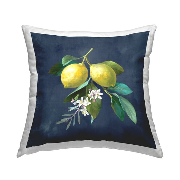 Stupell Industries Lemon Branches on Blue Decorative Printed Throw Pillow Design by Danhui Nai.
