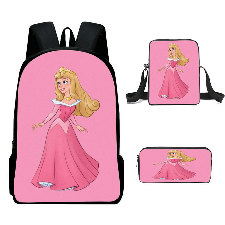 Sleeping Beauty School Bag Awesome Amusing Animation Print Shoulder School  Book Bag with Crossbody Bag 3Pcs/Set for Kids Boys Girls for Gift to Friens