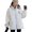 White, variant on Women Winter Coat Zip-up Stand Collar Letter Embroidery with Pockets Thick Plush Loose Solid Color Cardigan Jacket