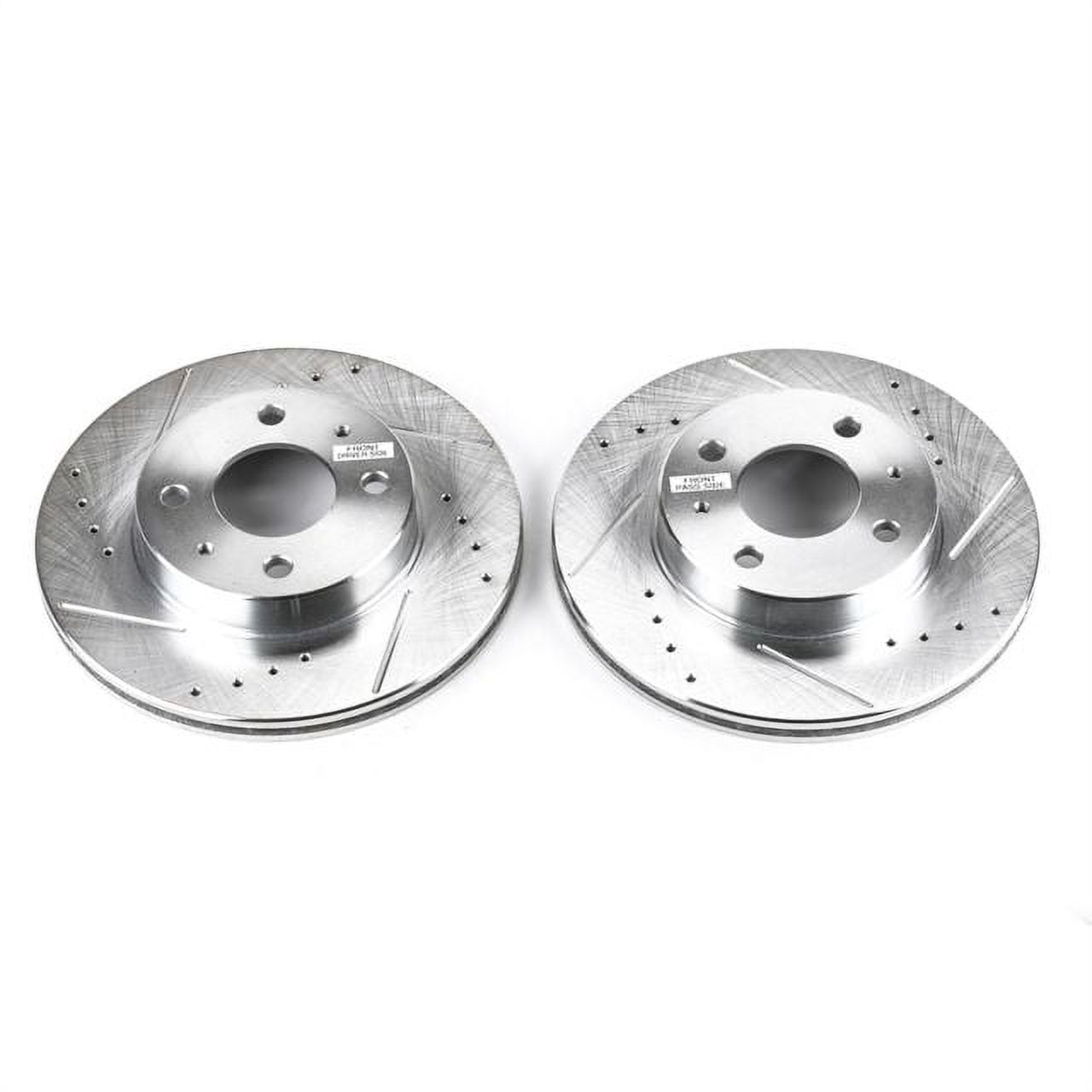 Power Stop Front Pair of Drilled and Slotted Brake Rotors JBR754XPR Fits 2000 Nissan Sentra