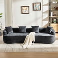 thumbnail image 5 of Timbernest 110" Chenille Cloud Couch, Curved Sectional Sofa Boneless Floor Sofa for Living Room, Black, 5 of 6