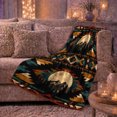 thumbnail image 6 of Mountain Moon Aztec Tribal Pattern Teal Orange, Peaceful Mountain Lake Scene, Warm Flannel Blanket for Cabin and Lodge, Outdoor Lovers Friendship Gift, Artistic Home Decor, 6 of 9