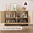 thumbnail image 3 of Eastvita 40-Inch Oak Brown Modern Boho Storage Cabinet Woven Rattan Doors/Adjustable Shelf/Multifunctional TV Stand/Coffee Bar//Entryway Console Table for Kitchen/Living Room, 3 of 7