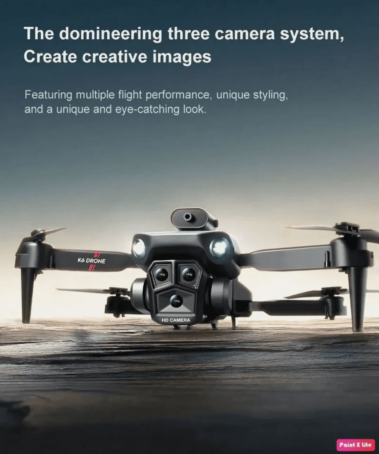 2024 New RC Drone With 4K Ultra HD Triple Camera, WiFi FPV Foldable Quadcopter +4 Battery,