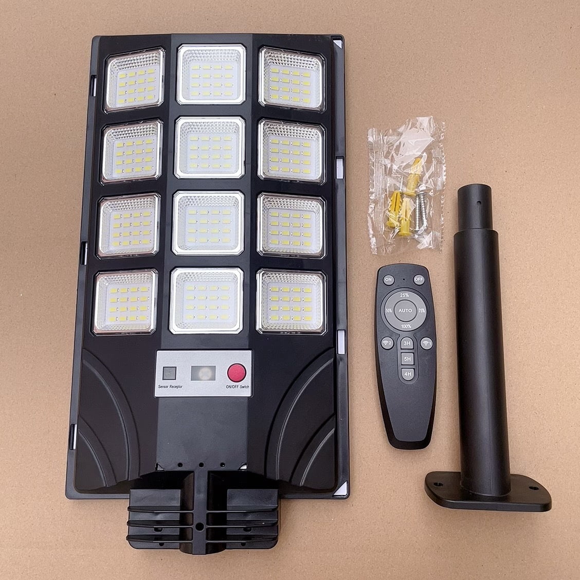 Solar Street Lights, 6500K 10000LM Outdoor Commercial Parking Lot Light with Remote Control, Dusk to Dawn Solar Security Flood Lights, Motion Sensor Solar Lights for Outside Yard Garage