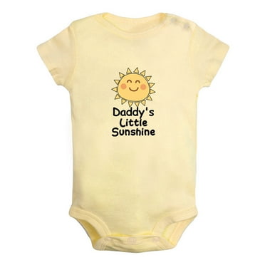 Daddy's Little Sunshine Funny Rompers For Babies, Newborn Baby Unisex Bodysuits, Infant Jumpsuits, Toddler 0-12 Months Kids One-Piece Oufits (Yellow, 0-6 Months)