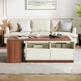 thumbnail image 7 of Tribesigns Coffee Table, Extendable Coffee Table with 2 Drawers and Storage Shelves, Rectangular Wooden Center Table with Reversible Tabletop for Living Room (White & Walnut), 7 of 7