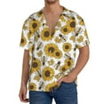 thumbnail image 3 of Fotbe Sunflowers and Bees print Short Sleeve Button Down Shirts for Men Casual Summer Beach Wrinkle Free Shirt-3X-Large, 3 of 7