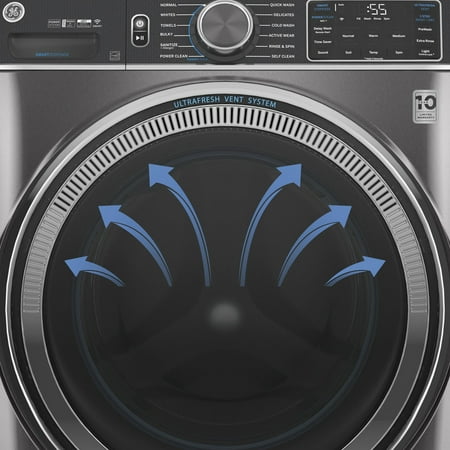 GE - 5.0 Cu Ft High-Efficiency Stackable Smart Front Load Washer w/UltraFresh Vent, Microban Antimicrobial & 1-Step Wash+Dry - White