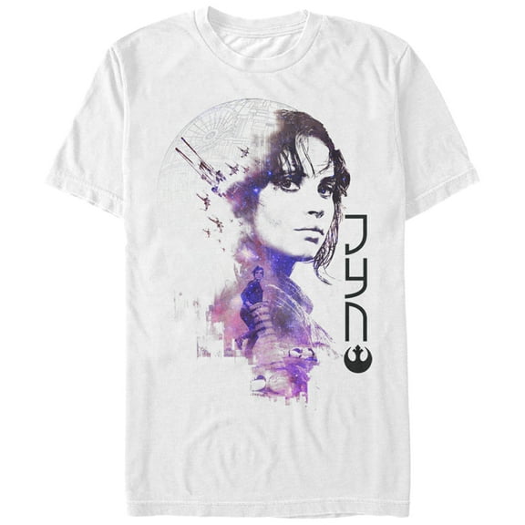 Men's Star Wars Rogue One Jyn Fade Death Star Graphic Tee White Large