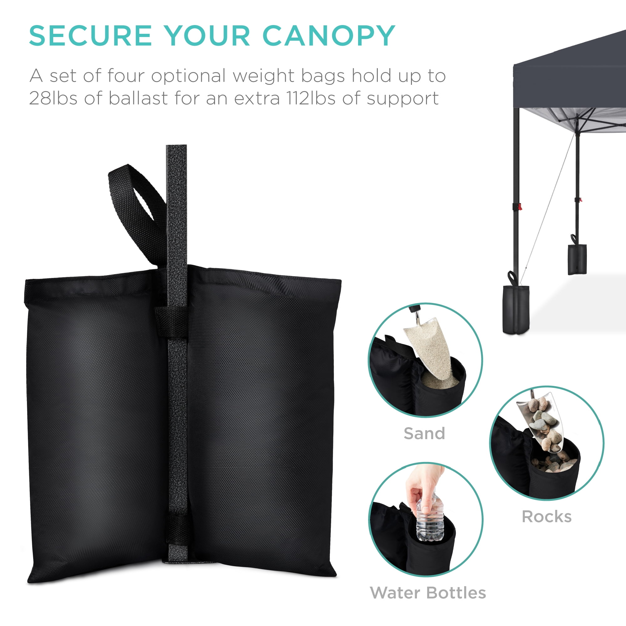 Best Choice Products 10x10ft Easy Setup Pop Up Canopy w/ 1-Button Setup, Wheeled Case, 4 Weight Bags - Gray