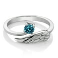 thumbnail image 2 of Gem Stone King Round London Blue Topaz 0.30 Ct  925 Sterling Silver Women's Wing Ring, 2 of 3