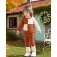 thumbnail image 4 of Kimi bear 18 Months Infant Baby Girl Outfit Set 24 Months Long Sleeves Color Block Top Jegging Pants 2pcs Clothing Brown, 4 of 7