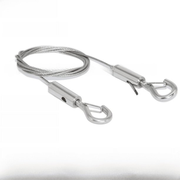 Lámpara colgante redonda de alambre para plantas, lámpara con gancho, cuerda colgante, anillo de cuerda de alambre, cordón de seguridad, doble gancho, pintura colgante, cuerda anti-pelado