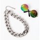 thumbnail image 1 of Collar plateado y gafas de sol para gatos NQ Gafas de sol clásicas retro para cachorros cadena dorada, 1 of 5