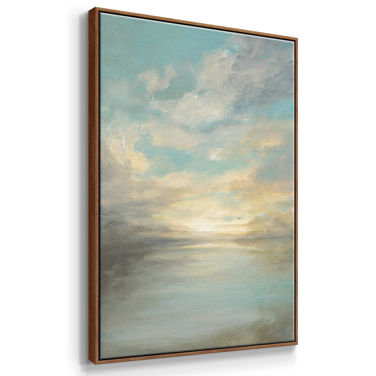 Morning Glory Framed Premium Gallery Wrapped Canvas - Ready to Hang - 25 x 37 - Walnut Floating Frame