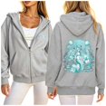 thumbnail image 3 of CAIXIA Womens Hoodies Oversized Zip Up Casual Cozy Womens Tops Long Sleeve Hooded Sweatshirt Drawstring Fall Spring Track Jackets with Pocket Spring Fall Clothes 2026, 3 of 8