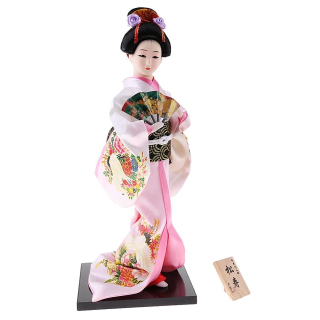Japonés Folk Kimono Geisha Doll Maiko Doll Puppet Stand en Base para Oriental Decorativo Home Gifts Doll - 6 Tipos para Elegir Baoblaze Muñeca japonesa del kimono