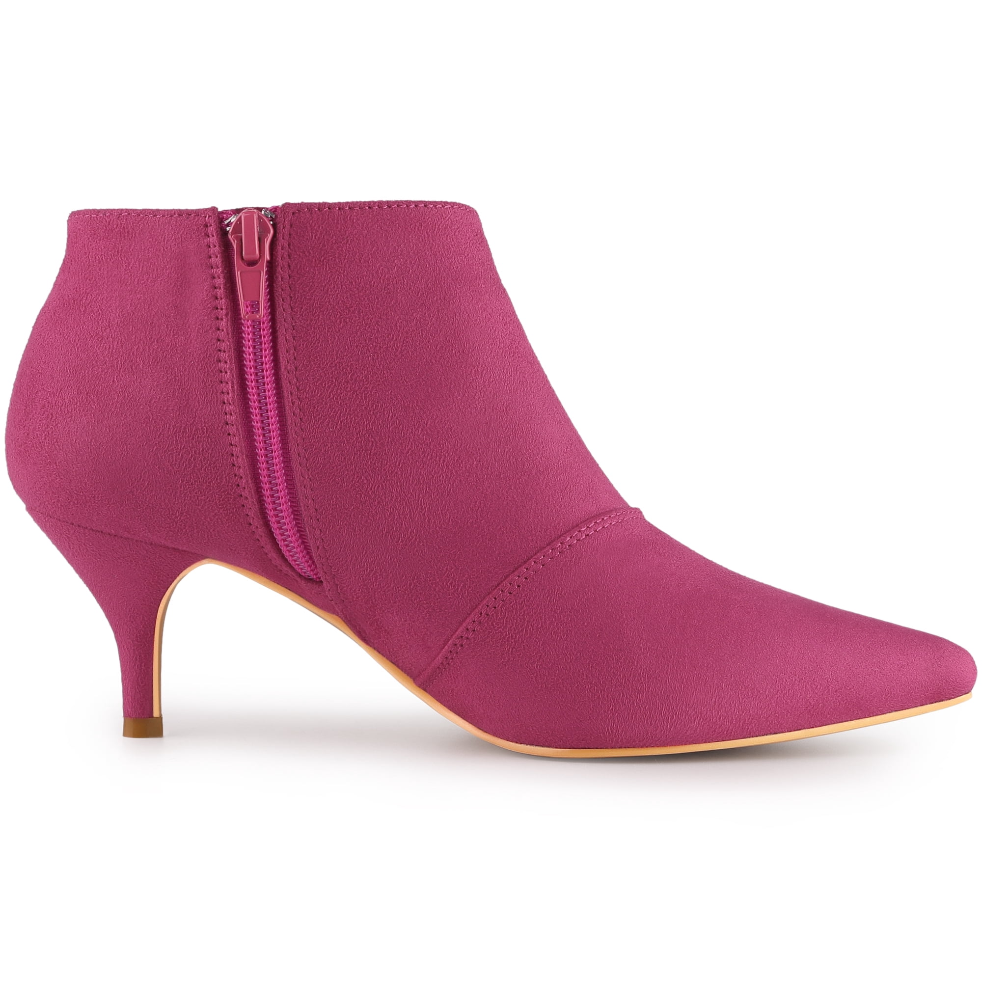 DARING DIVA Women's Pointed Toe Kitten Heel Cutout Ankle Boots Hot Pink 9