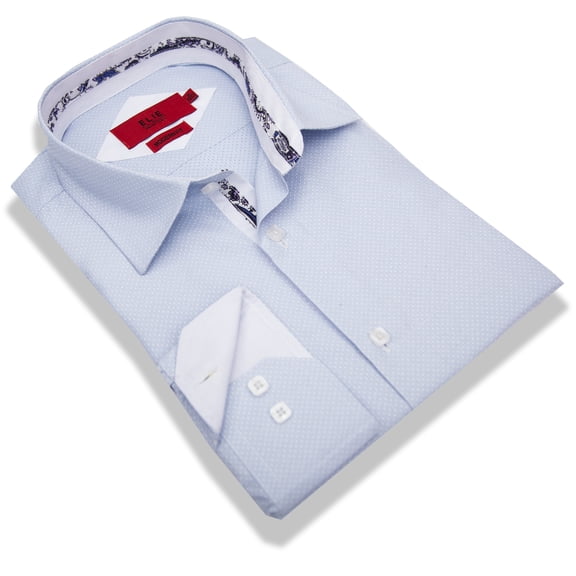 Elie Balleh Baby Blue Solid Pindots Men Shirt