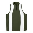 thumbnail image 2 of VBTAPA Men's Sleeveless Rush Guard Shirts Zipper Front Surfing Swimsuit Tops Stylish Color Block Mock Neck Tanks Army Green L, 2 of 7