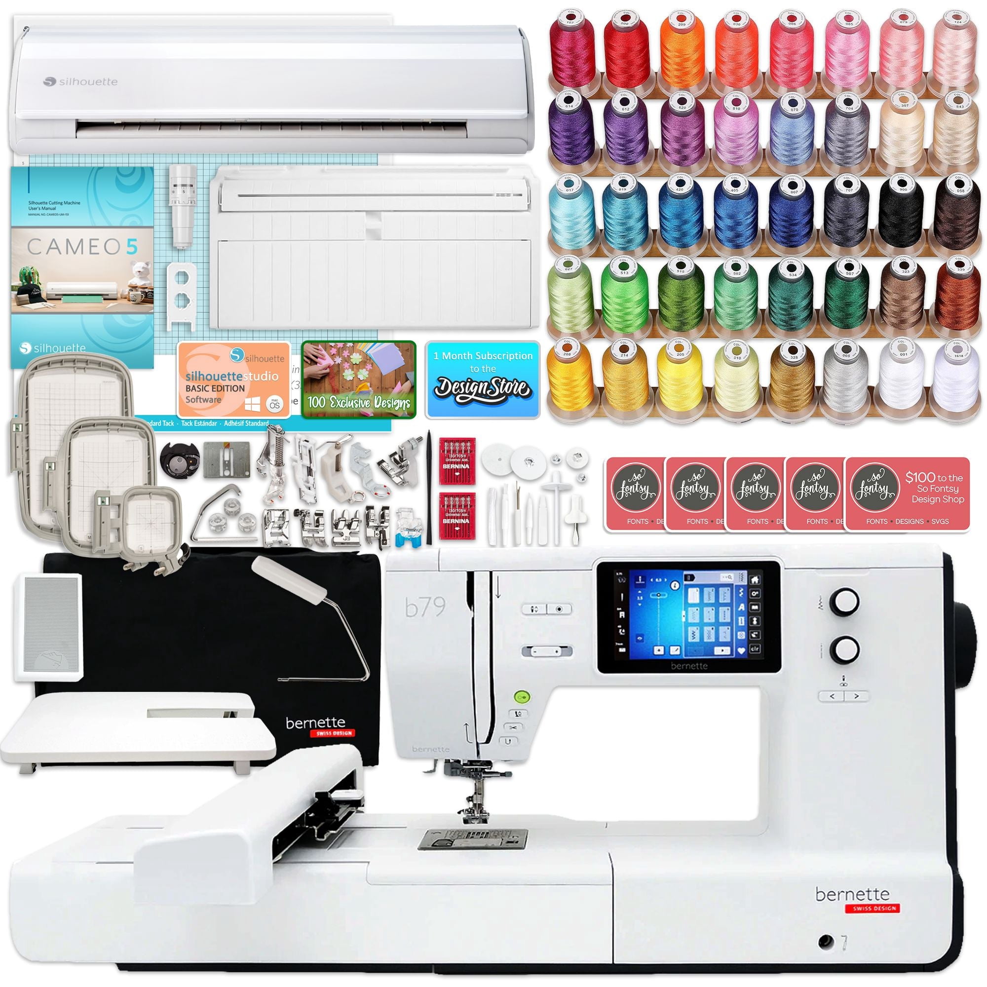 Bernette B79 Sewing & Embroidery Machine with Silhouette Cameo 5 Alpha