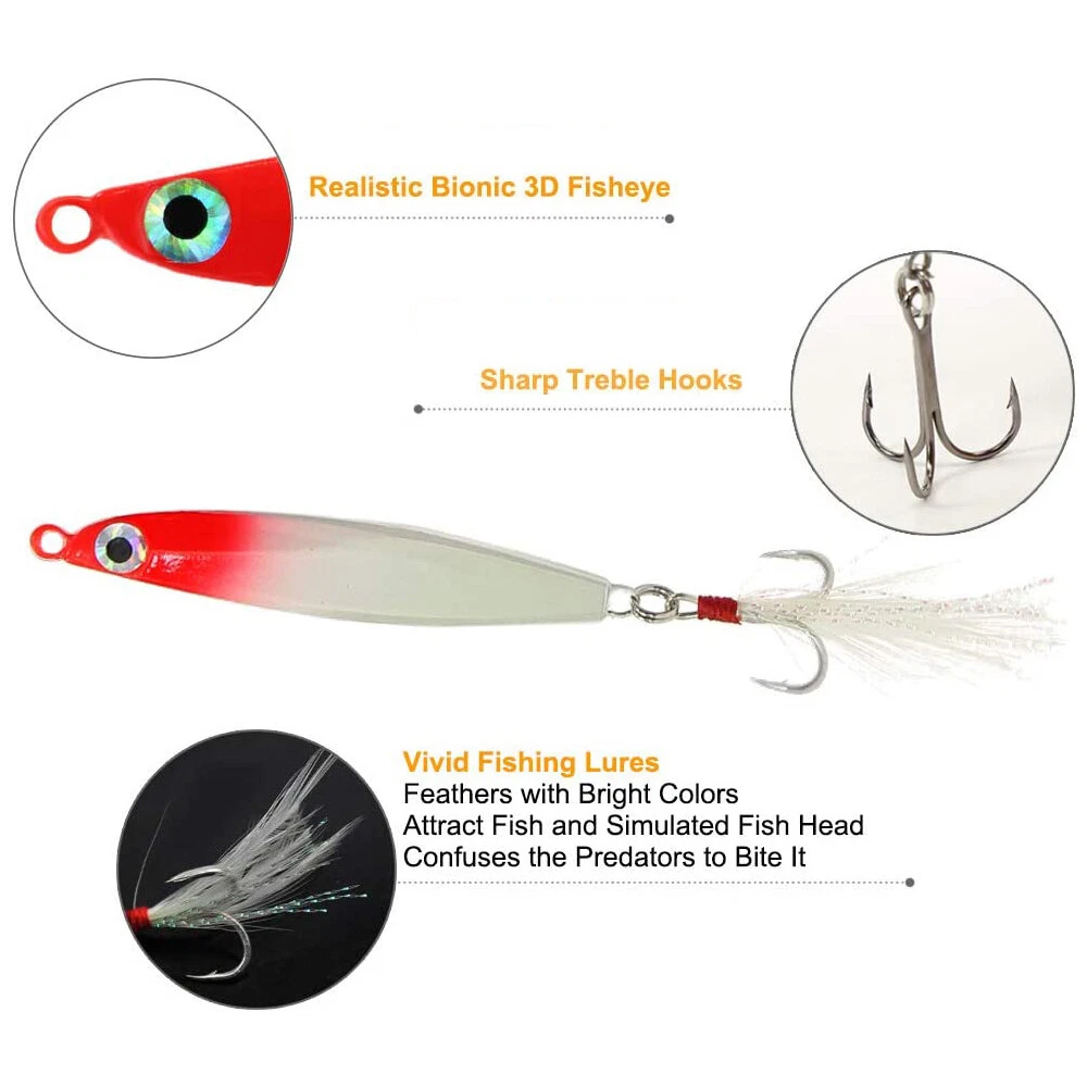 Jigging Spoon Lures Casting Jig Vertical Sinking Metal Fishing Lures Set of 8Pcs
