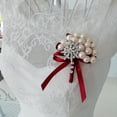 thumbnail image 2 of Flores Artificiales para Boda Hombre Novio Boutonniere Ramillete de Flores de Graduación Vino rojo Gloria Ramillete de ramo de novia, 2 of 9