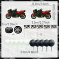 thumbnail image 2 of Motorcycle Race Cake Decor Set - 3D Soft Rubber Motorbike & Checkered Flags for Themed Parties, 2 of 8