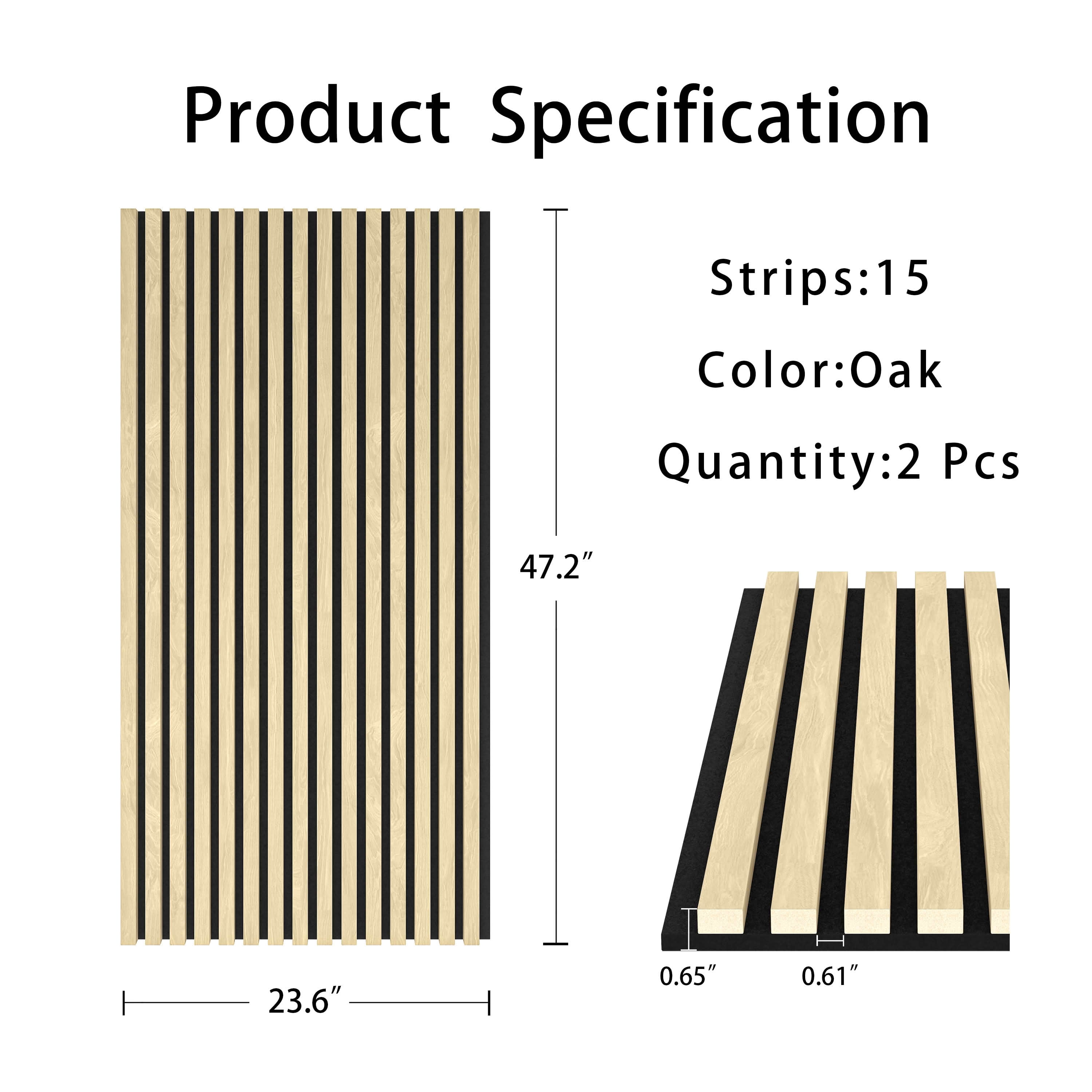MAYEERTY Natural Wood Veneer MDF Sound Absorbing Panel for Wall Decor, 47x24x1 Inch, 2 Pack