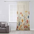 thumbnail image 3 of Yellow Red Blue Spring Floral Semi Sheer Curtains Drapes for Living Room,Bedroom,French Doors Window 96 Inches Long,Watercolor Botanical Summer Flowers Rod Pocket Chiffon Curtain Drapery Voile Panel, 3 of 6