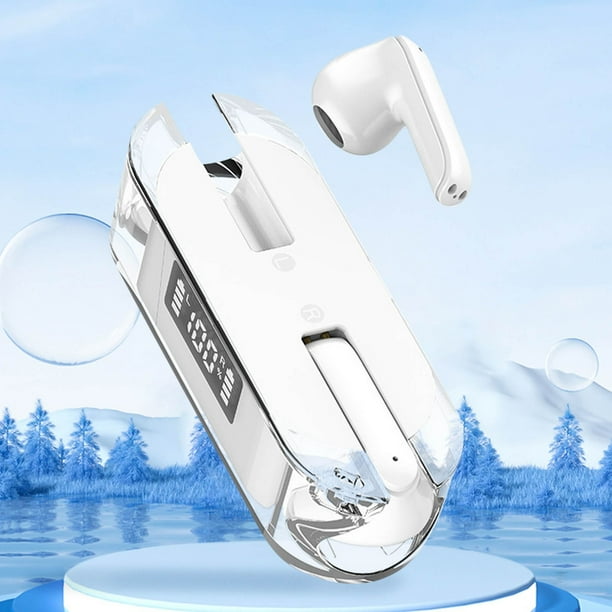 Auriculares inalámbricos Bluetooth TM50 con pantalla digital transparente, auriculares deportivos semiintraurales con Bluetooth.