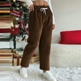 thumbnail image 6 of Jalioing Fuzzy Lounge Pants for Women Solid Elastic Waist Drawstring Fleece Trousers Winter Casual Pants with Pocket, 6 of 7