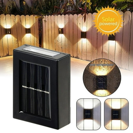 

HQZY 4PCS Solar Outdoor Lights Waterproof Up and Down Wall Lamp Dusk to Dawn Outdoor Lighting for Yard Deck Garden Garage Porch