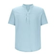 thumbnail image 6 of Wyobmus Mens Henley Shirts Short Sleeve Casual Fashion Button Up Shirts Lightweight Summer Basic Tee S-3X Light Blue, 6 of 8