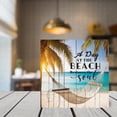 thumbnail image 4 of Beach Palm Hammock A Day At The Beach Restores The Soul Wooden Box Sign Office Gifts Farmhouse Decor Shelf Decorations for Home Office Wood Block Signs For Desk Decor 5x5 in, 4 of 6