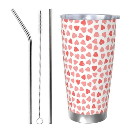 

Goofa Hearts for 20 oz Skinny Tumbler Stainless Steel Coffee Mug Slim Vacuum Insulated Travel Cup Car Cup-Straw Three-piece Set