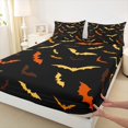 thumbnail image 3 of Feelyou Halloween Bat Twin Sheet Sets, Gothic Animal Print Twin Fitted Sheet, Kids Boys Girls Flat Sheet, Microfiber Bedroom Decor,3 Pieces, 3 of 7