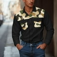 thumbnail image 5 of ZCFZJW Camo Western Cowboy Shirts for Men Casual Fall Long Sleeve Button Down Patchwork Stretch T-Shirts Loose Lightweight Collared Work Tops with Pockets Black#01 XL, 5 of 7