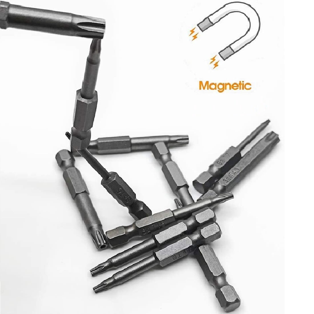 SATC 12-Piece Driver Bit Set Tamper Proof Security Star Impact S2 Steel Hex Shank