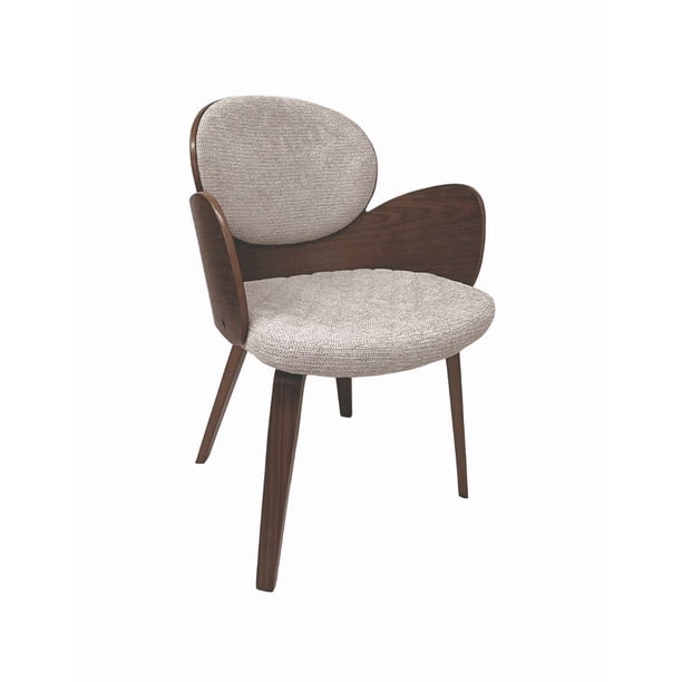 Silla Ocasional Senara Gris con Patas Nogal | Sillón Decorativo Moderno para Sala Terzetto