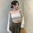 thumbnail image 2 of 2pcs Set Women's Camisole & Cardigan Set Sleeveless Crop Top Slim Fit Solid Color Tank Tops, 2 of 6