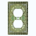 thumbnail image 2 of Metal Light Switch Plate Cover Elegant Green Mandala Flower Tile Pattern TIL069, 2 of 13