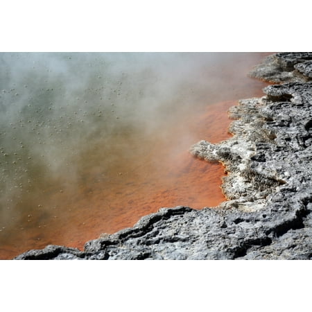 November 2007 - Bubbles rising in Champagne Pool hot spring Wai-O-Tapu Geothermal area Taupo Volcanic Zone New Zealand Poster