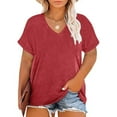 thumbnail image 2 of fatyb Plus Size Tops for Women V Neck Short Sleeve Loose T Shirts Casual Plain Womens Summer Blouses, 2 of 6