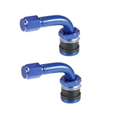Unique Bargains 2 Pcs Valve Stem Extenders Metal 90 Degree Valve Stem Vacuum Tyre Valve Stem Extension Adapter for Car Motorcycle Blue