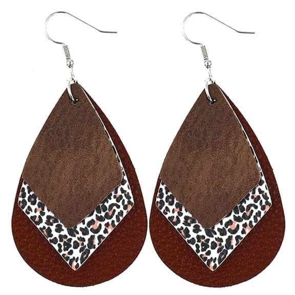 hengsof Womens Leopard Print Leather Earrings, Teardrop Dangle Leaf Design for Women, Animal Print Statement Earrings, Bold Fashion Ear Accessory