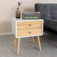 thumbnail image 2 of Modern 2-Drawer 19.7" Tall Accent Nightstand with Pine Wood Legs 1PC, 2 of 5