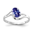 thumbnail image 1 of Solid 14k White Gold 7x5mm Oval Tanzanite Blue December Gemstone Engagement Ring Size 6.5, 1 of 2