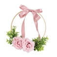 thumbnail image 1 of Corona floral de flores artificiales de seda con aro redondo para fiesta de cumpleaños Rosa, 1 of 9